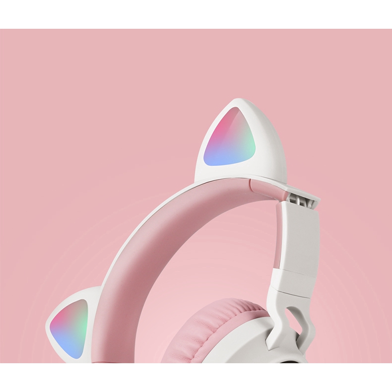 Tại Nghe Bluetooth Hình Tai Mèo Có Đèn Led Dễ Thương Cho Bé