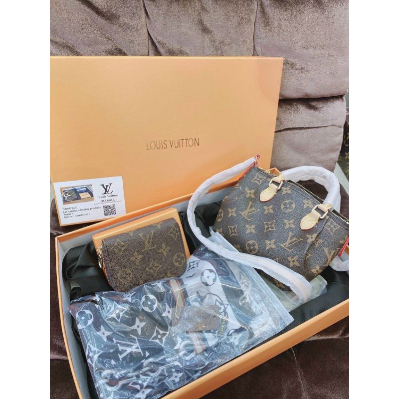 set lv 3 món túi ví kèm khăn full box ảnh thật