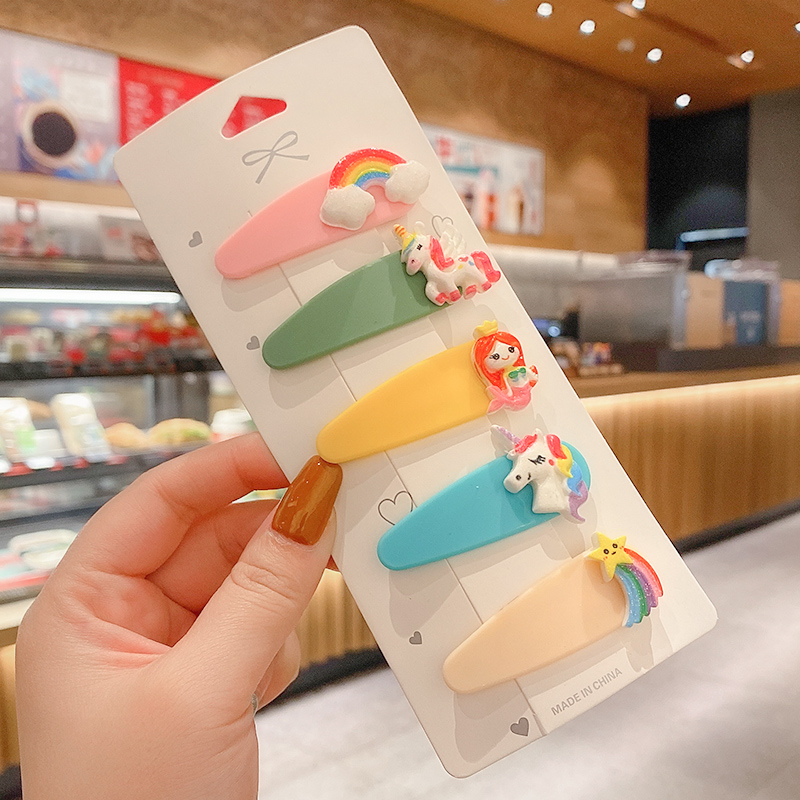 Set 5 Kẹp Tóc Họa Tiết Trái Cây Phong Cách Hàn Nhật Dễ Thương