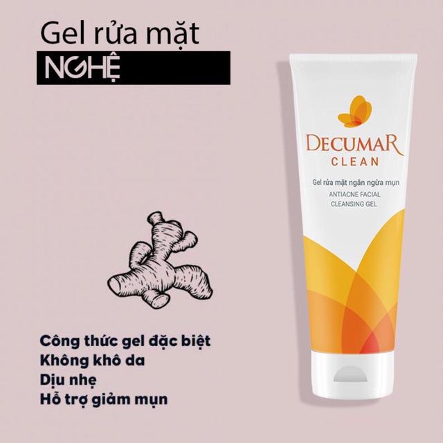 Gel rửa mặt nghệ ngừa mụn decumar clean 50ml và 100ml