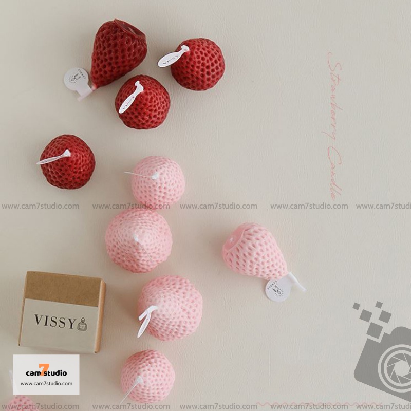 Nến Strawberry Thơm trang trí chụp hình sản phẩm, decor chụp ảnh - Cam7Studio.com