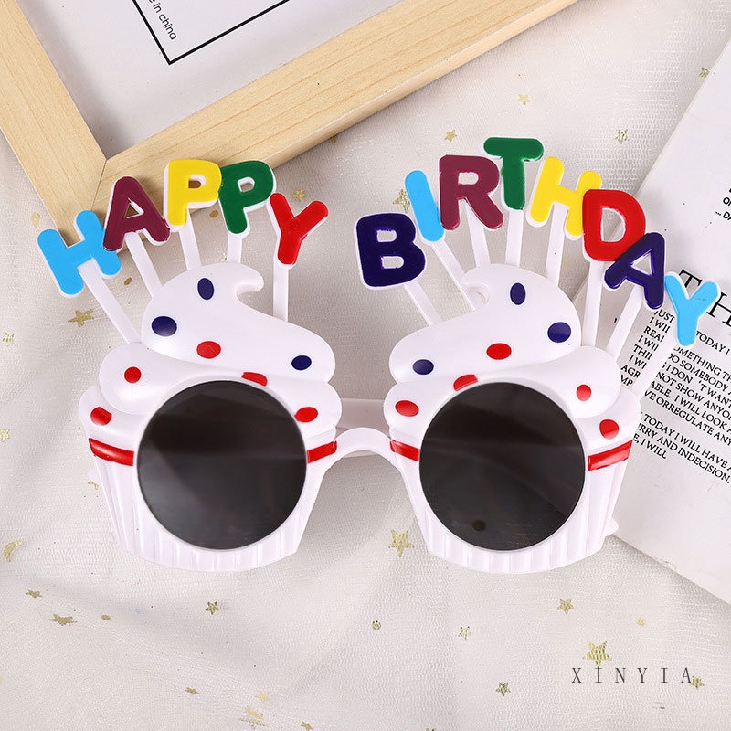 🌺Mắt kính gắn chữ Happy Birthday trang trí tiệc tùng