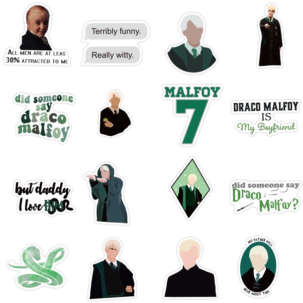 Bộ 50 miếng dán hình nhân vật Draco Malfoy trang trí tiện dụng