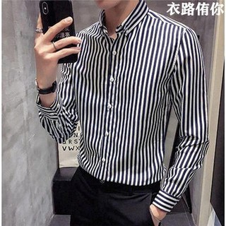 Áo Sơ Mi Nam Dài Tay Cổ Bẻ Sọc Vằn Thời Trang Hàn