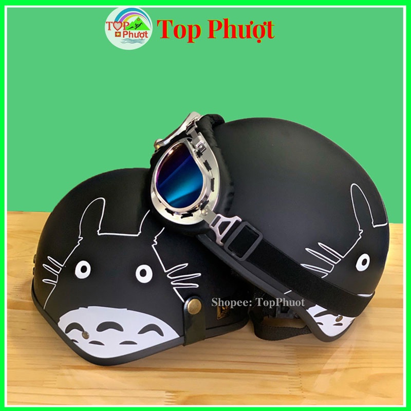 Mũ bảo hiểm nửa đầu Totoro Đen - Hàng Cao Cấp, Đạt Chuẩn Made in Việt Nam