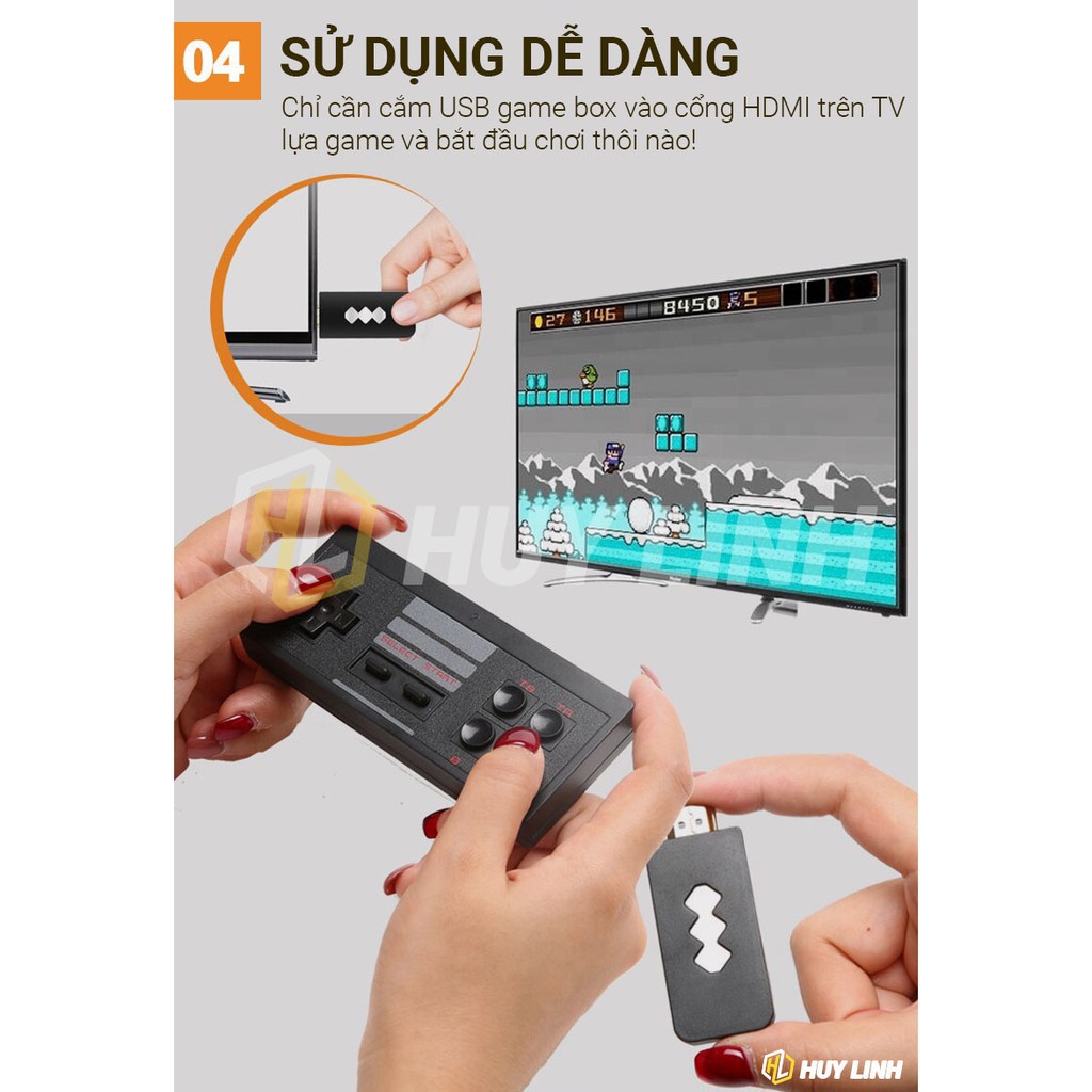 Máy Chơi Game Cầm Tay Mini 4 nút, không dây Extreme 568 game Retro kết nối TV - Hỗ trợ Plug and Play