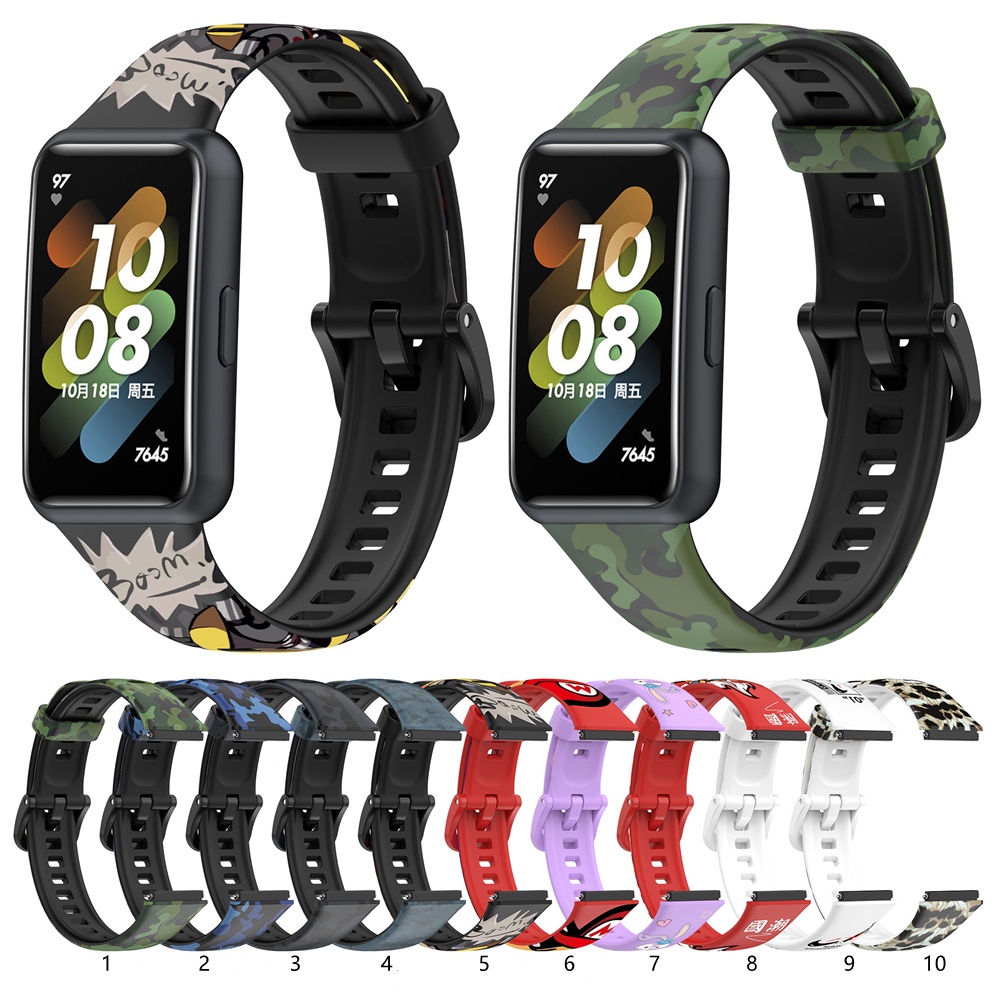 Dây Đeo Thay Thế Chất Liệu TPU In Họa Tiết Cho Đồng Hồ Huawei band 7