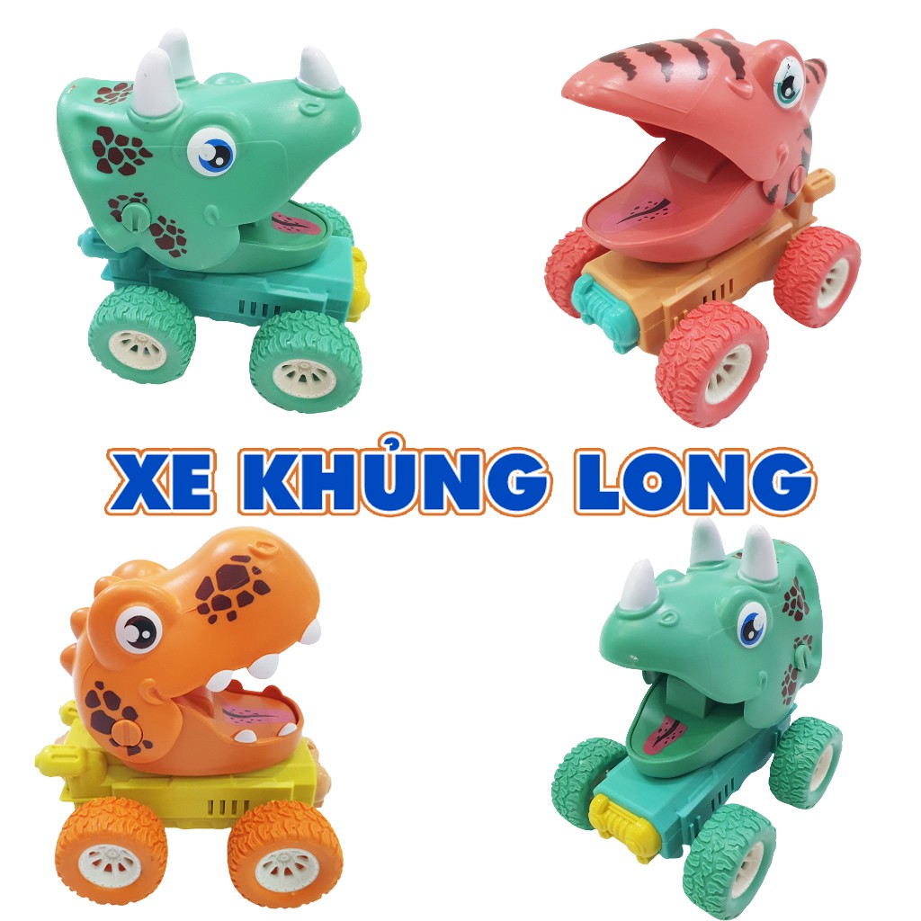 Xe Đồ Chơi Khủng Long Cam Xanh Lá Đỏ Gập Miệng Để Chạy Dành Cho Trẻ Em Phù Hợp Bé Trai Và Bé Gái