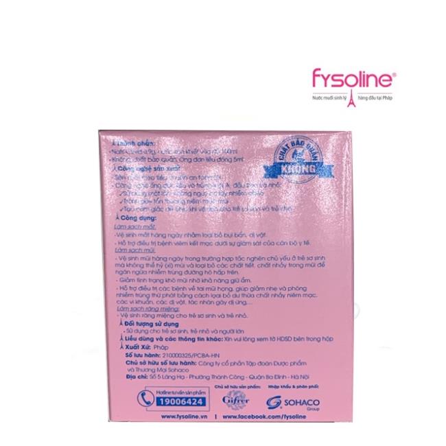 Fysoline - Nước muối sinh lý Pháp - Vệ sinh mắt, mũi, miệng cho bé