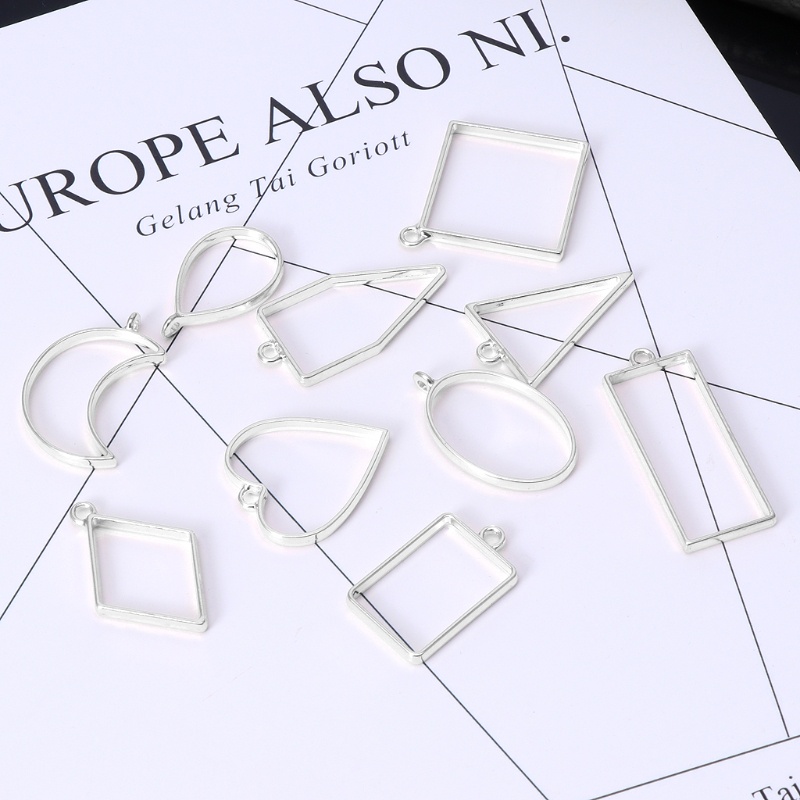 Khung Kim Loại Mini Hình Học Màu Vàng Đồng / Bạc Cài Đặt Vòng Tay Resin UV DIY