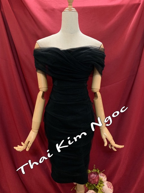 Đầm dự tiệc dáng ôm body lưới bẹt vai | BigBuy360 - bigbuy360.vn