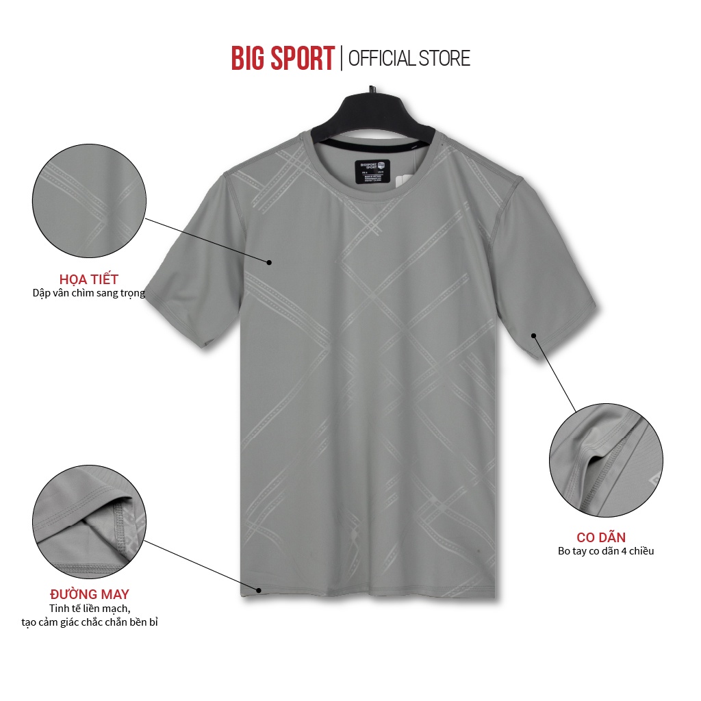 Áo Thun Nam Xuất Khẩu Cao Cấp Co Giãn 4 Chiều Áo Thể Thao Cổ Tròn Chất Liệu Poly Thun Lạnh Thoáng Mát - Big Sport, BS00