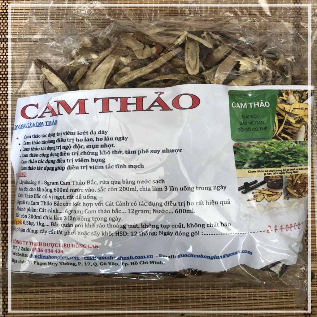 CÂY CAM THẢO BẮC khô sắt lát đóng gói 1kg - congtyduoclieuhonglan