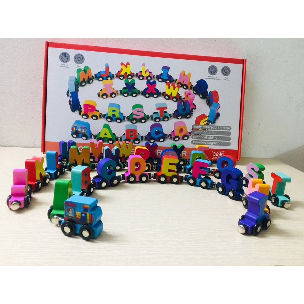 Đoàn Tàu Nam Châm Chữ và Số, Đồ Chơi Giáo Dục Giúp Bé Học Chữ Cái Và Số Đếm