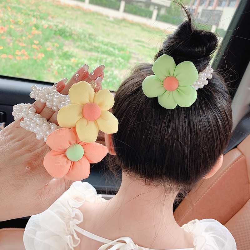 Dây Cột Tóc Hình Vương Miện Đính Ngọc Trai Thời Trang Hàn Quốc Cho Nữ