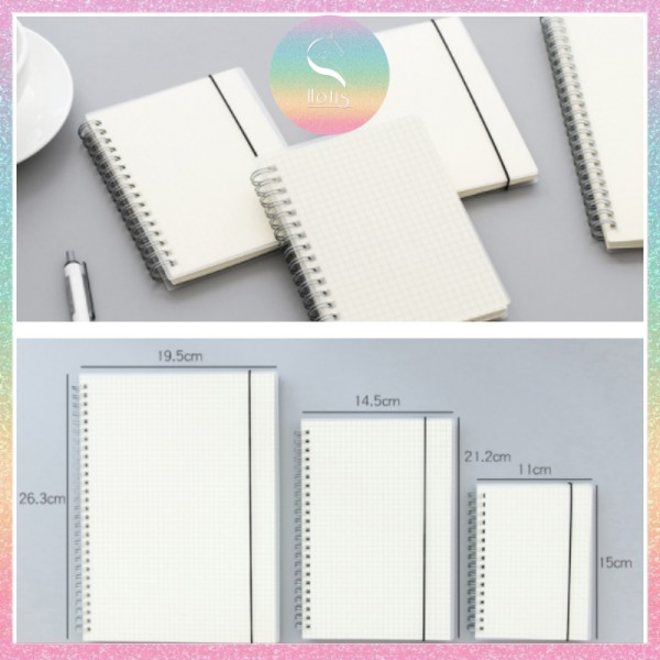 [HOTIS] Sổ lò xo, sổ tay ghi chép Sketchnote bìa nhựa trắng mờ A4/B5/A5/A6