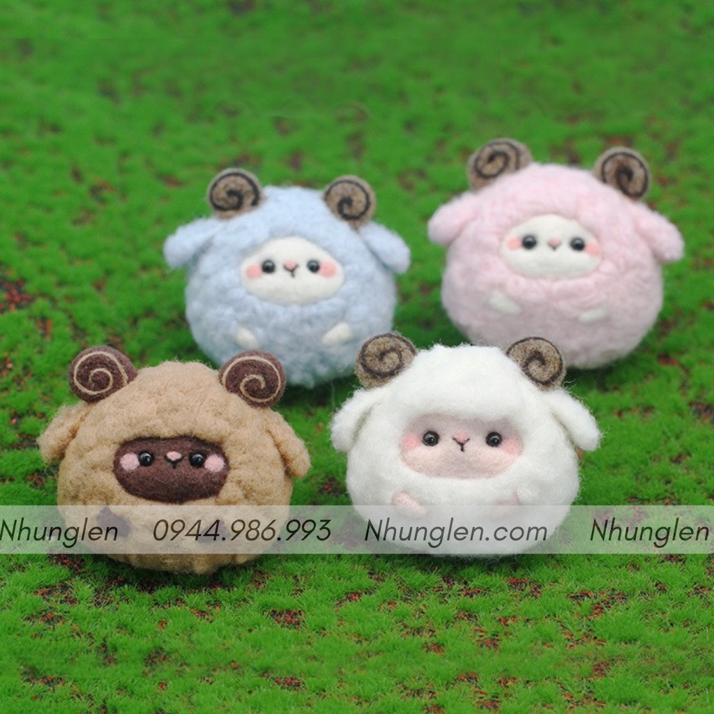 [MỚI] Kit Len Chọc Cừu Tròn Cute, Kit len chọc siêu cute chào hè có hướng dẫn, Needle felting sheep, quà tặng ý nghĩa