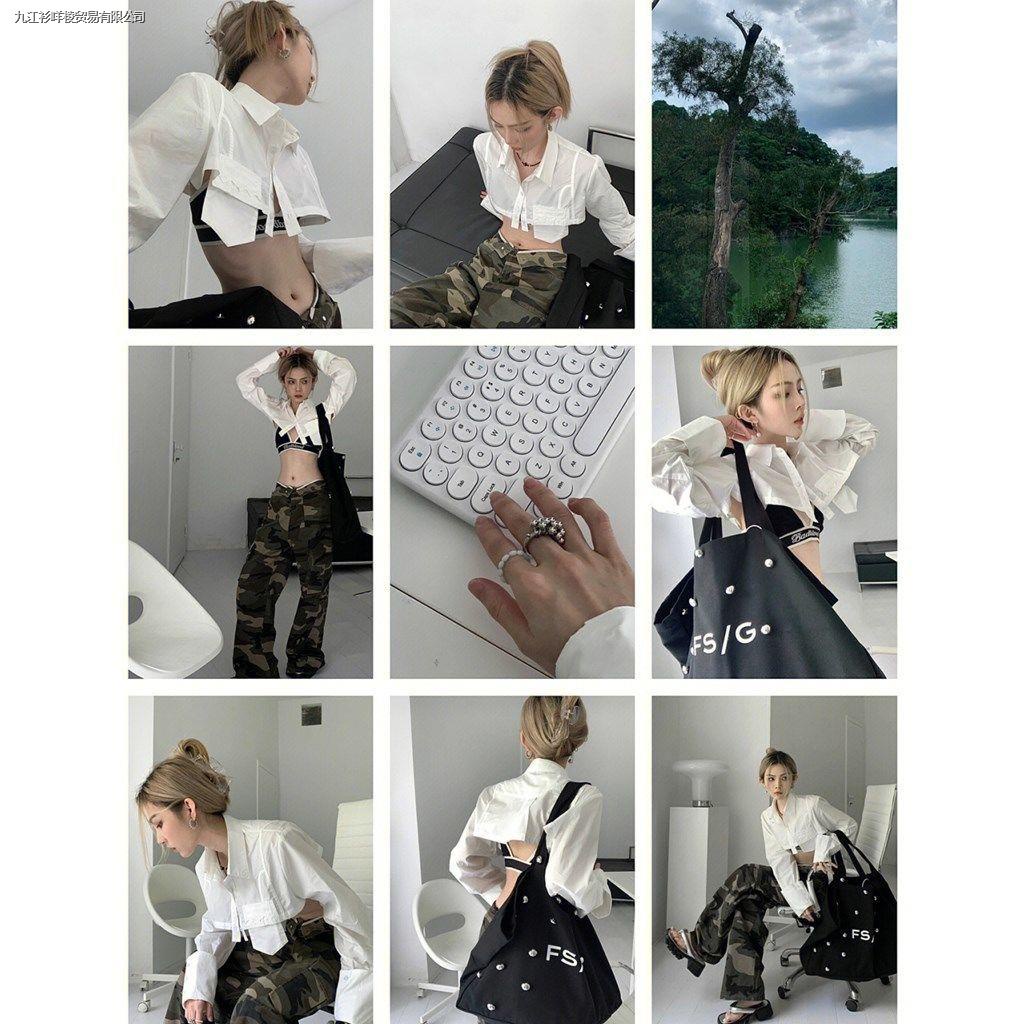 Niche Áo Sơ Mi Ngắn Siêu Ngắn Siêu Ngắn Không Thắt Lưng Quyến Rũ Thời Trang Mùa Hè Dễ Phối Đồ @ -