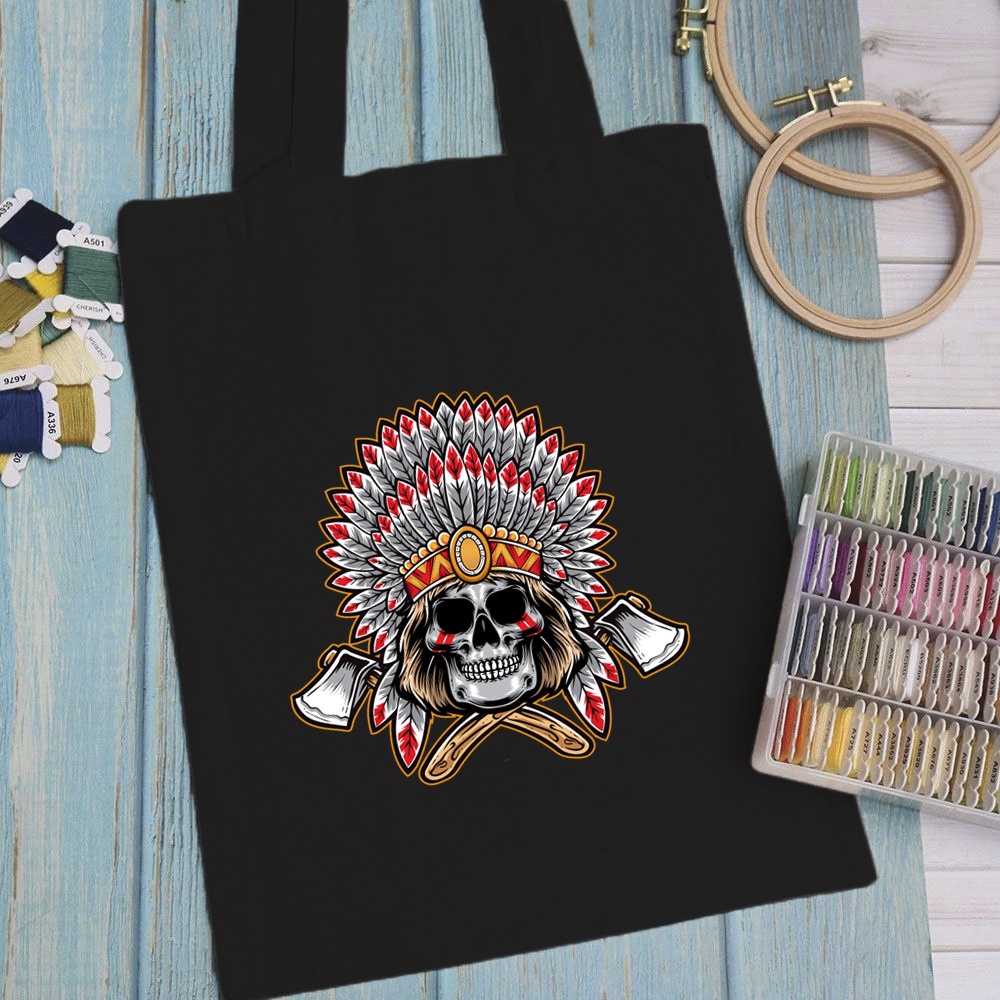 Túi vải, túi Tote (màu đen) MR INKSYNDROME - Mẫu 2 vải canvas dày đẹp cho nữ có khóa miệng đi học đi chơi.