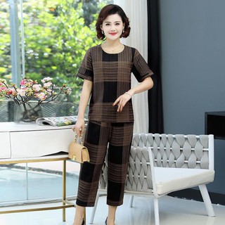 Bộ mặc nhà trung niên cao cấp - bộ kẻ