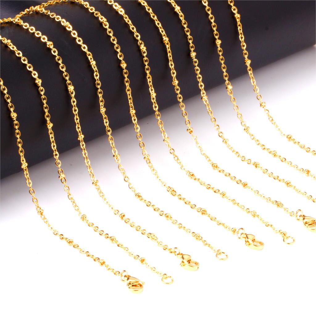 dây chuyền titan mạ vàng 18k như thật kiểu rolo đính bi