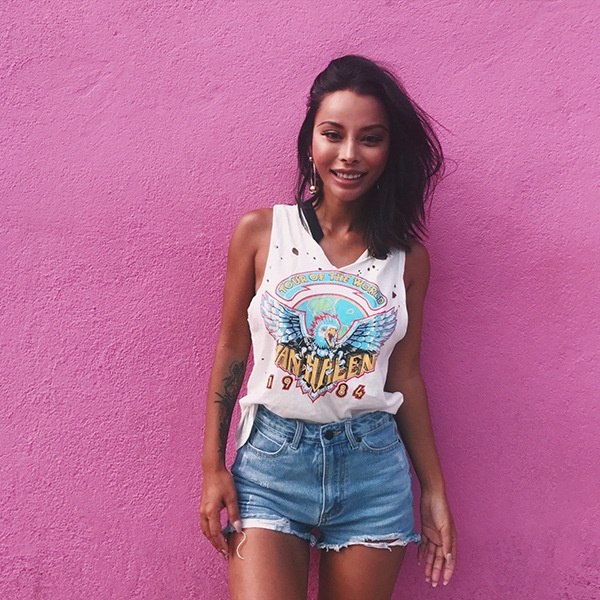 DUNEA Quần short denim lưng cao xẻ tà bên hông phong cách cổ điển cho nữ