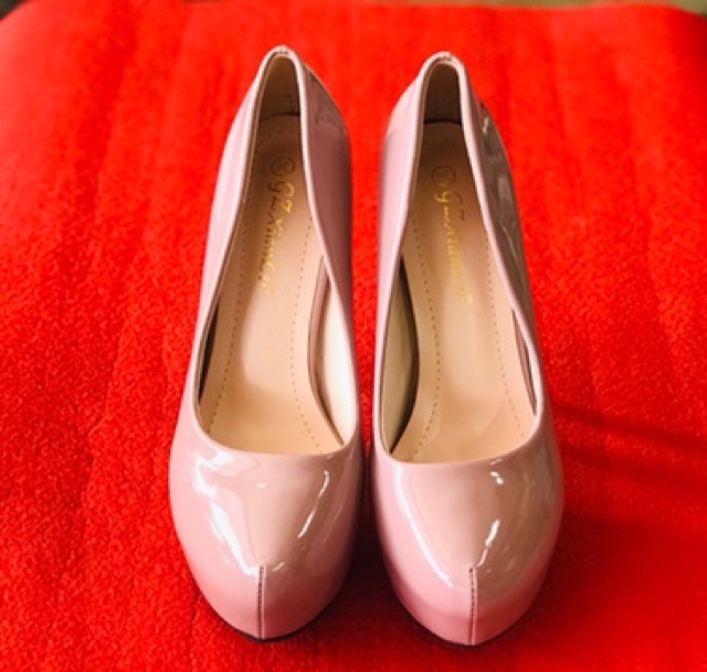 Giày cao gót nữ - sexy - da bóng - gót nhỏ (màu hồng phấn)