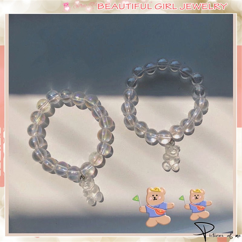 Vòng tay tình bạn chất liệu co giãn đính hạt pha lê trong suốt thời trang cho nữ