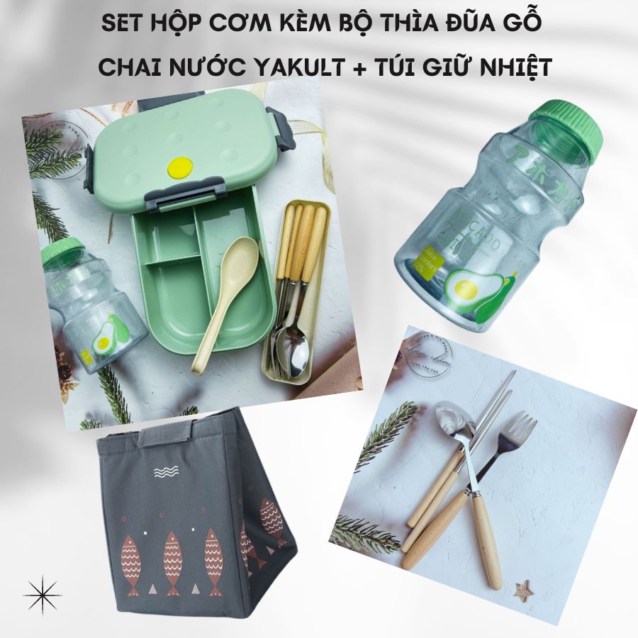Hộp cơm văn phòng 3 ngăn giữ nhiệt chất liệu nhựa cao cấp