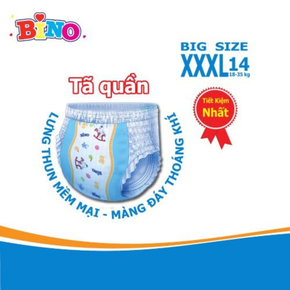 [COMBO 4 BỊCH Tã quần Bino XXXL Bigsize 14 miếng ( 18_35kg)-[FREE SHIP] TỪ ĐƠN 50K