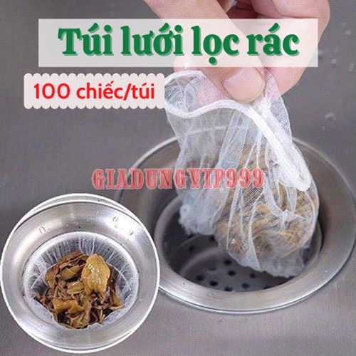 [Set 100 chiếc] Túi lọc rác  Túi lưới lọc rác bồn rửa chén bát thông minh tiện dụng giá rẻ tránh tắc nghẽn cống