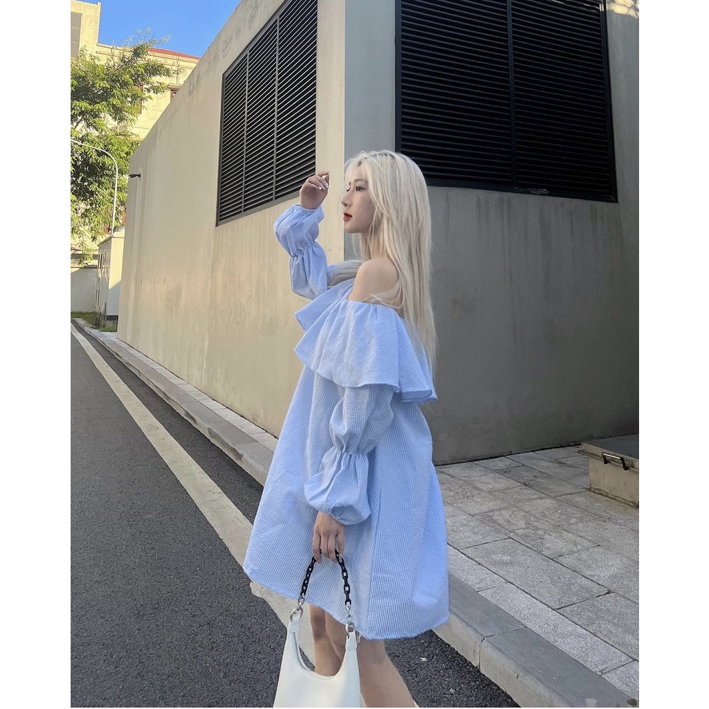 Váy trễ vai bèo V1, đầm công chúa lên form siêu đáng yêu, hàng chất lượng cao.