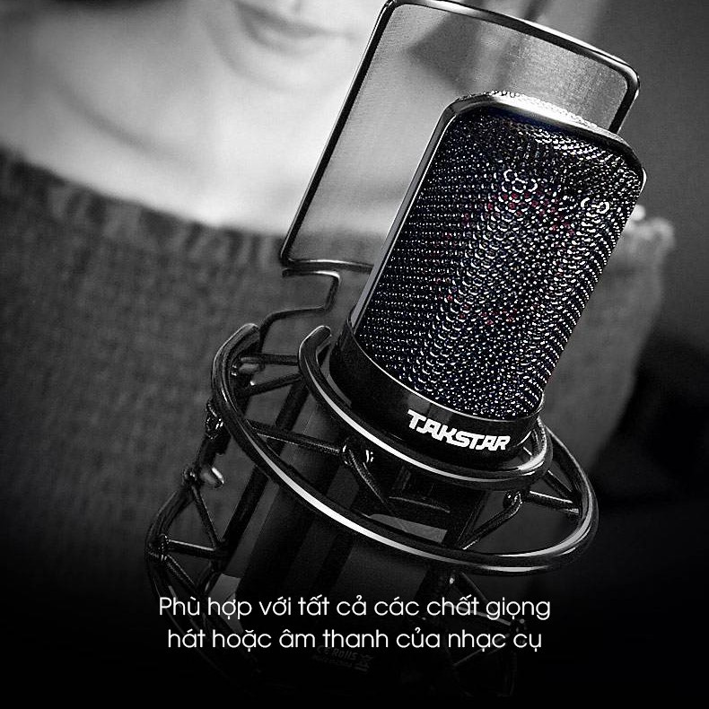 Mic Thu Âm Hát Livestream Karaoke Chuyên Nghiệp Takstar PC-K850 Chính Hãng Cao Cấp, Độ Nhạy Cao, Lọc Ồn Bảo Hành 12Tháng