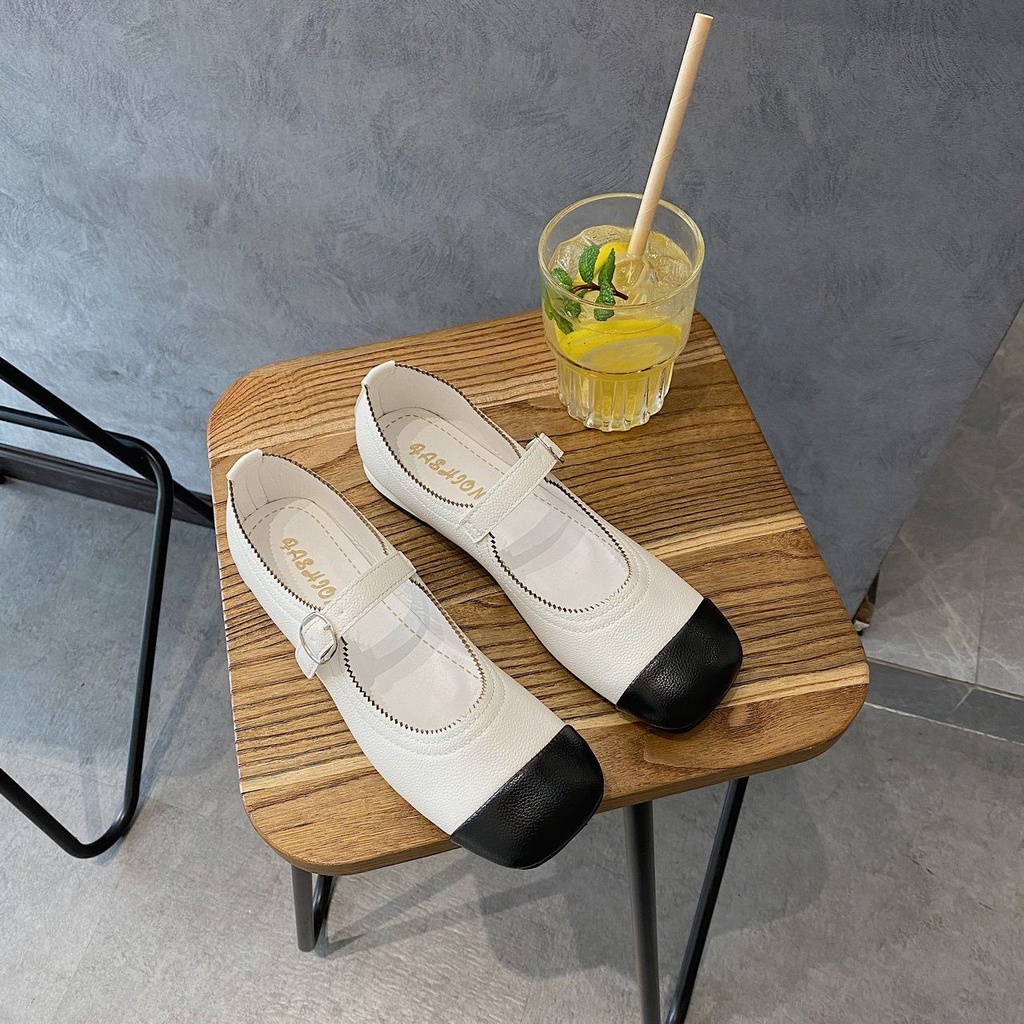 Giày Búp Bê Đế Bằng Phối Màu Sắc Mới Lạ Cho Nữ