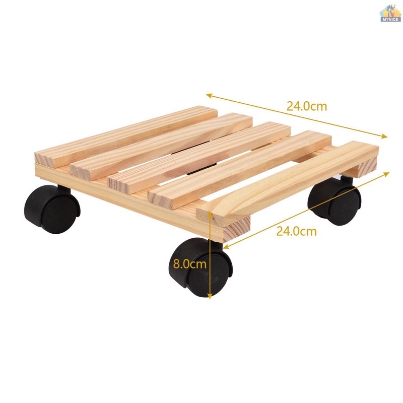 Đế đỡ chậu cây cảnh hình Vuông/Tròn bằng Gỗ có bánh xe lăn đa năng