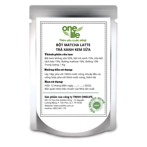 Nguyên Liệu Làm Trà Sữa Bột Matcha Latte ONELIFE thơm ngon béo bùi