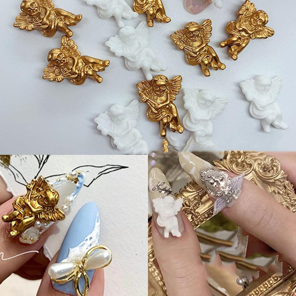Phụ Kiện Trang Trí Móng Tay Nghệ Thuật Hình Thiên Thần Bằng Resin Thời Trang 4 Màu Tùy Chọn DIY