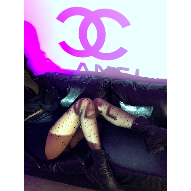 DUNEA Quần Tất Mỏng Trong Suốt Họa Tiết Ngôi Sao Xinh Xắn Cho Nữ