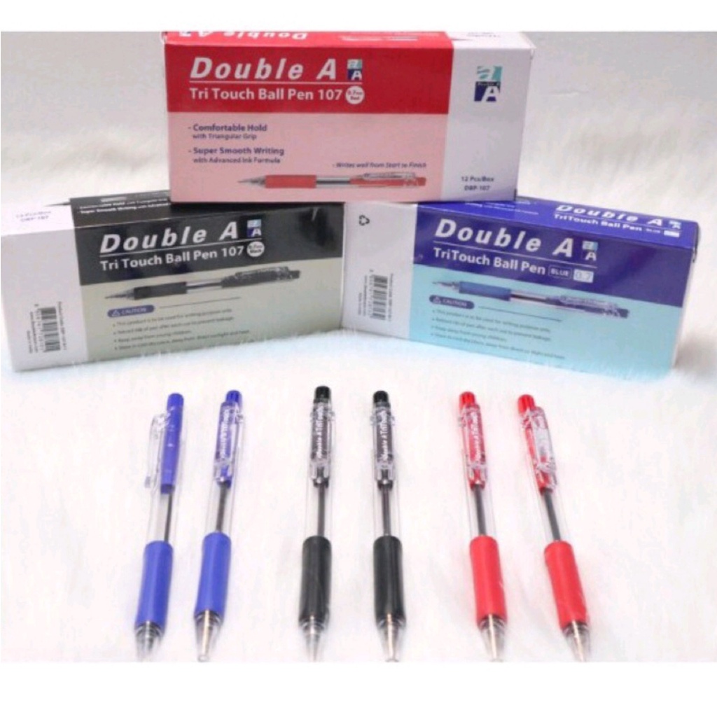 Combo 12 cây bút bi bấm nhiều màu Tritouch Double A ngòi 0.7mm - Bút bi học sinh, văn phòng