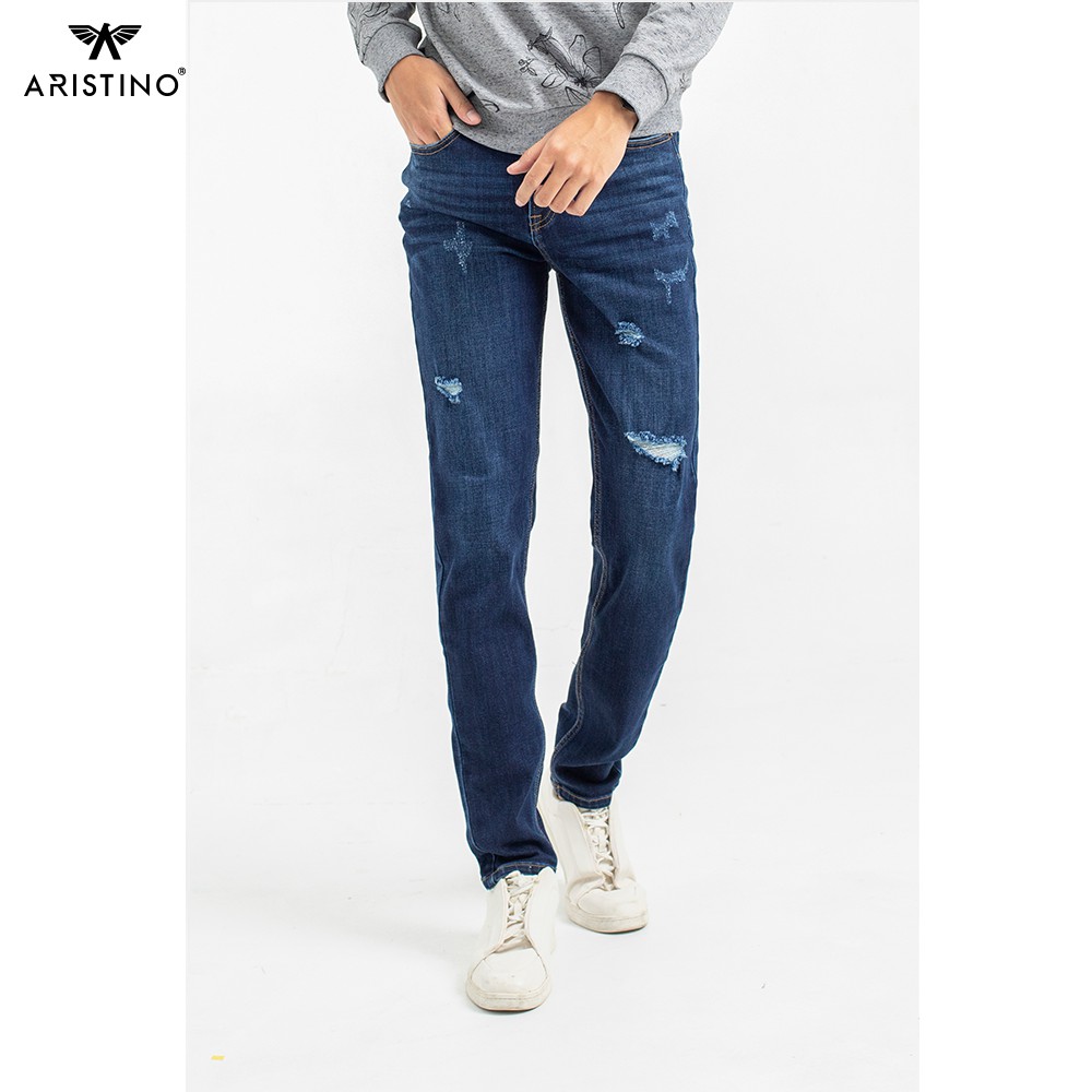Quần jeans nam ARISTINO dáng Slim fit ôm vừa vặn, lưng cao, dễ phối đồ, cotton thoáng khí - AJN00409