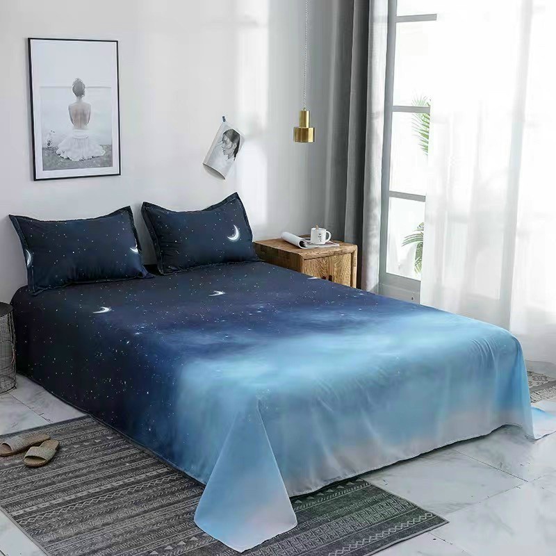 Bộ chăn ga gối poly cotton HQ Màn đêm cao cấp nhập khẩu - Bo chun ga miễn phí