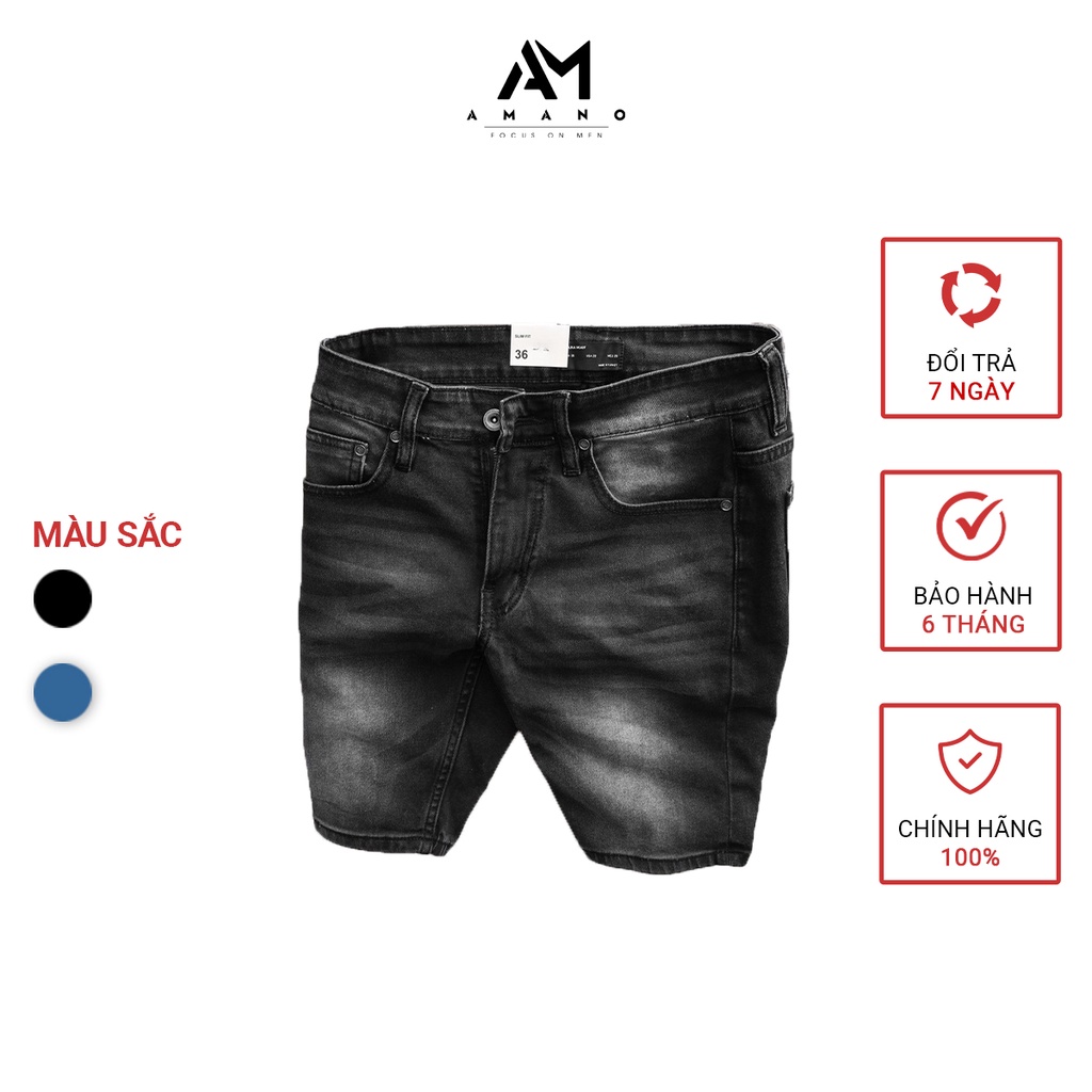 Quần SHORT JEAN cạp khuy QJ562 ĐEN/ XANH