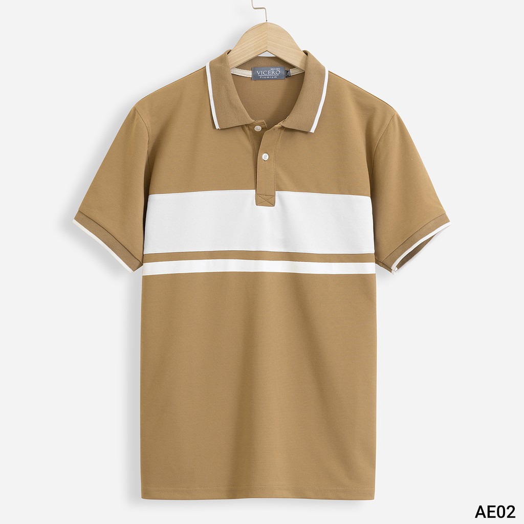 Áo Thun Nam Polo Có Cổ Tay Ngắn Phối Màu Cao Cấp VICERO