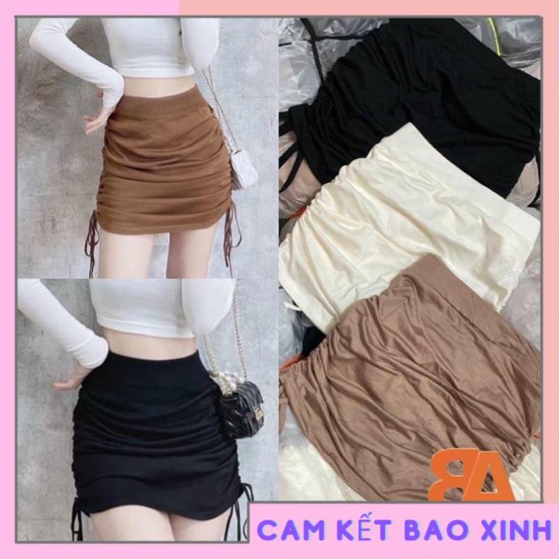 Chân váy ngắn lưng thun rút dây 2 bên có quần trong chất vải thun Borip [Hàng Đẹp] | BigBuy360 - bigbuy360.vn