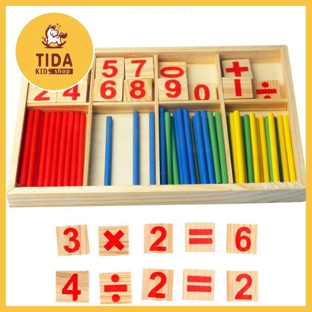 Đồ Chơi Toán Học Gỗ Gồm Số, Phép Tính Và Que Tính 4 Màu Giá Tốt - Đồ Chơi Gỗ TiDa Kids Shop