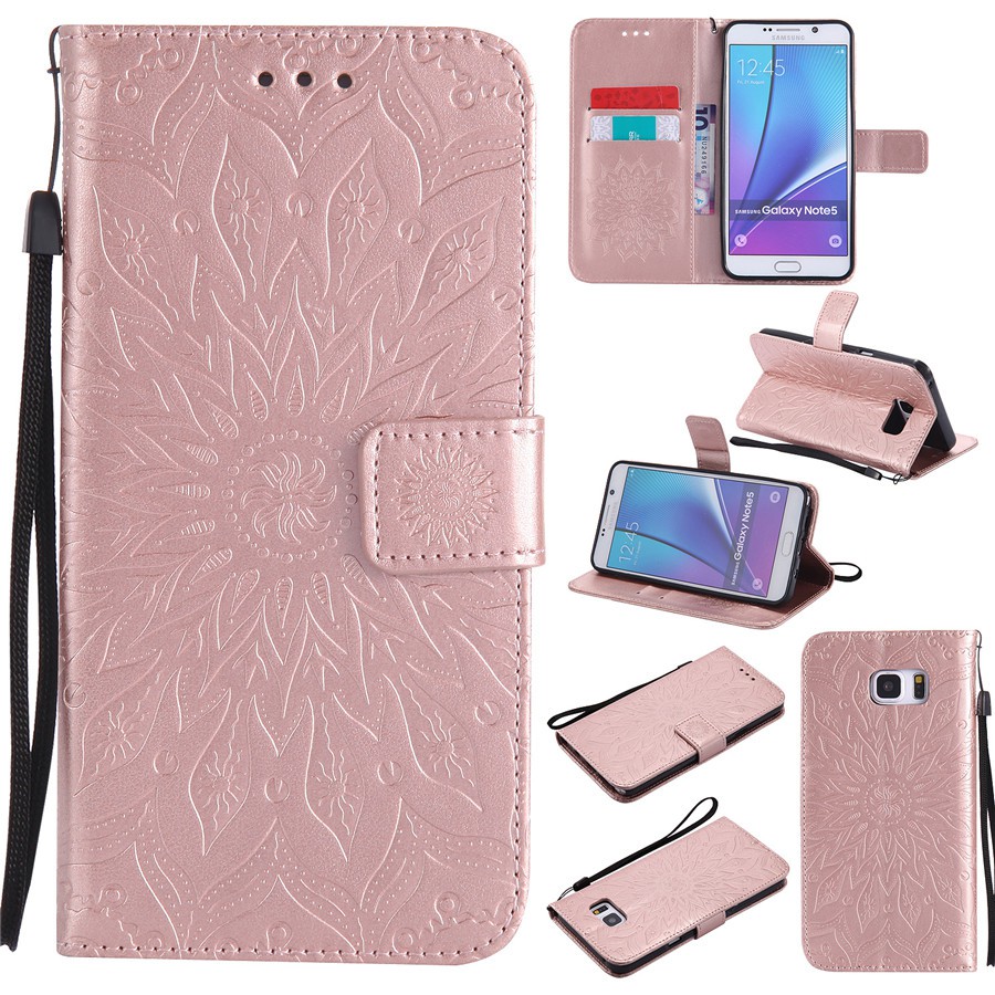 Bao da điện thoại dập họa tiết hoa mặt trời cho Samsung Note 3/Note 4/Note 5 | BigBuy360 - bigbuy360.vn