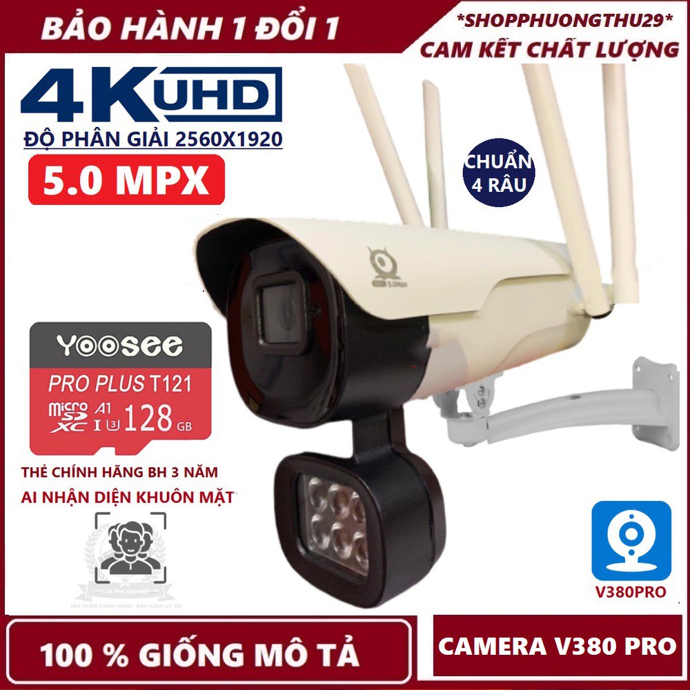 Siêu Sale-Camera wifi 5.0Mpx V380Pro V800 Xem đêm có màu,chống nước-