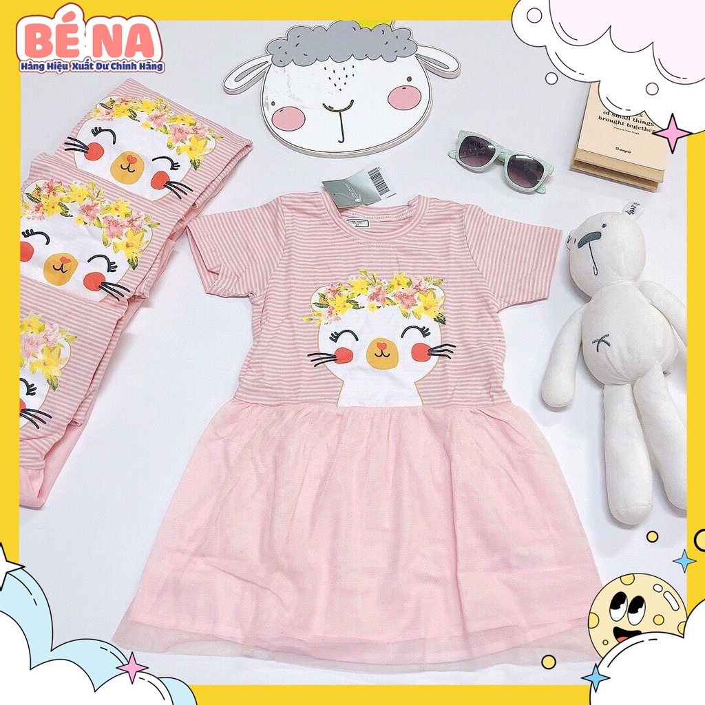 [ Hàng chính hãng ] Váy LITTLEMAVEN hồng kẻ mèo cực đẹp cho bé gái