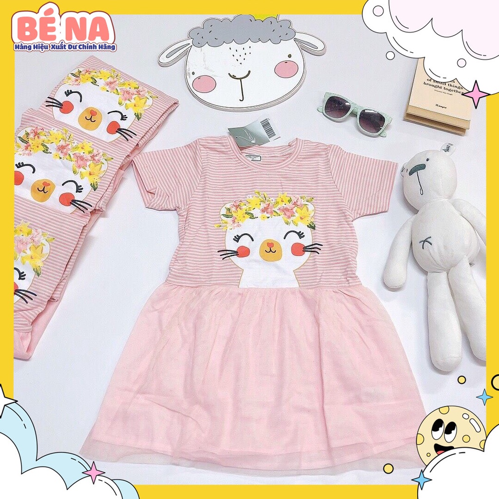 [ Hàng chính hãng ] Váy LITTLEMAVEN hồng kẻ mèo cực đẹp cho bé gái