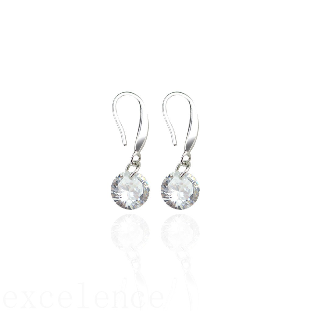 Bông Tai Mạ Bạc Đính Đá 8mm